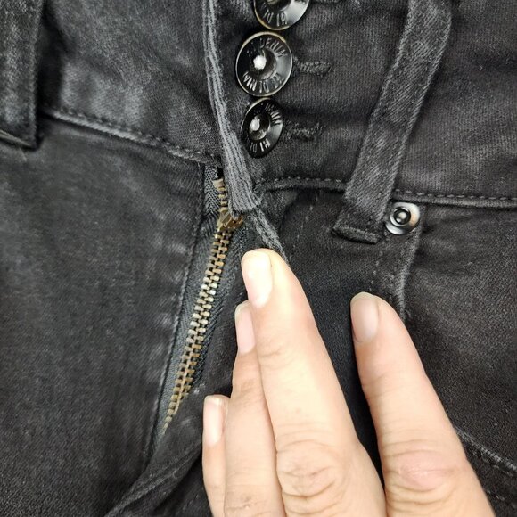 HT Denim Jeans Womens 5 Black Stretch Hi Rise Super Skinny - Picture 2 of 12